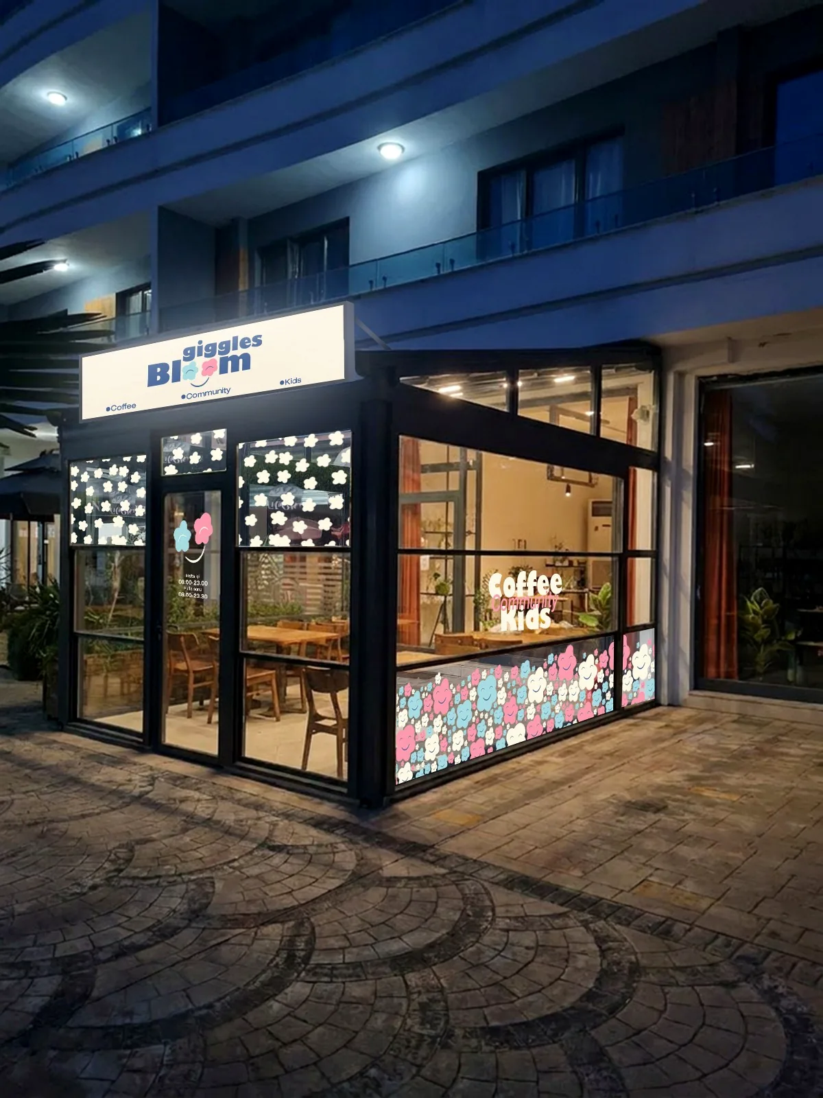 Giggles & Bloom Kurtköy centre exterior at night